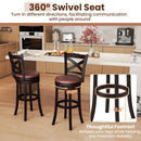 26/30 Inch Swivel Bar Stools Set of 2 Bar Chairs with Padded Seat