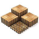 Pack of 30 Acacia Wood Interlocking Deck Tiles-Brown by LJGDeals