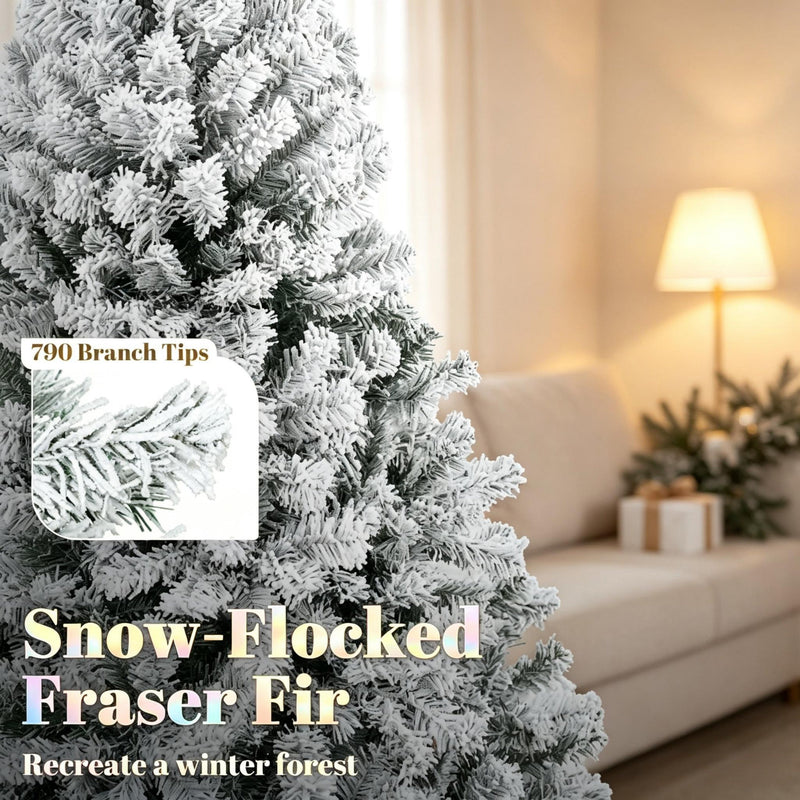 6 Ft Pre-Lit Flocked Fraser Fir Artificial Christmas Tree, photo 7 of 8