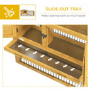 2 Levels Outdoor Rabbit Hutch with Openable Top, 59" Wooden Large Rabbit Cage with Run Weatherproof Roof, Removable Tray, Ramp, Yellow