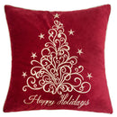 Happy Holidays Embroidered Velvet Throw Pillow