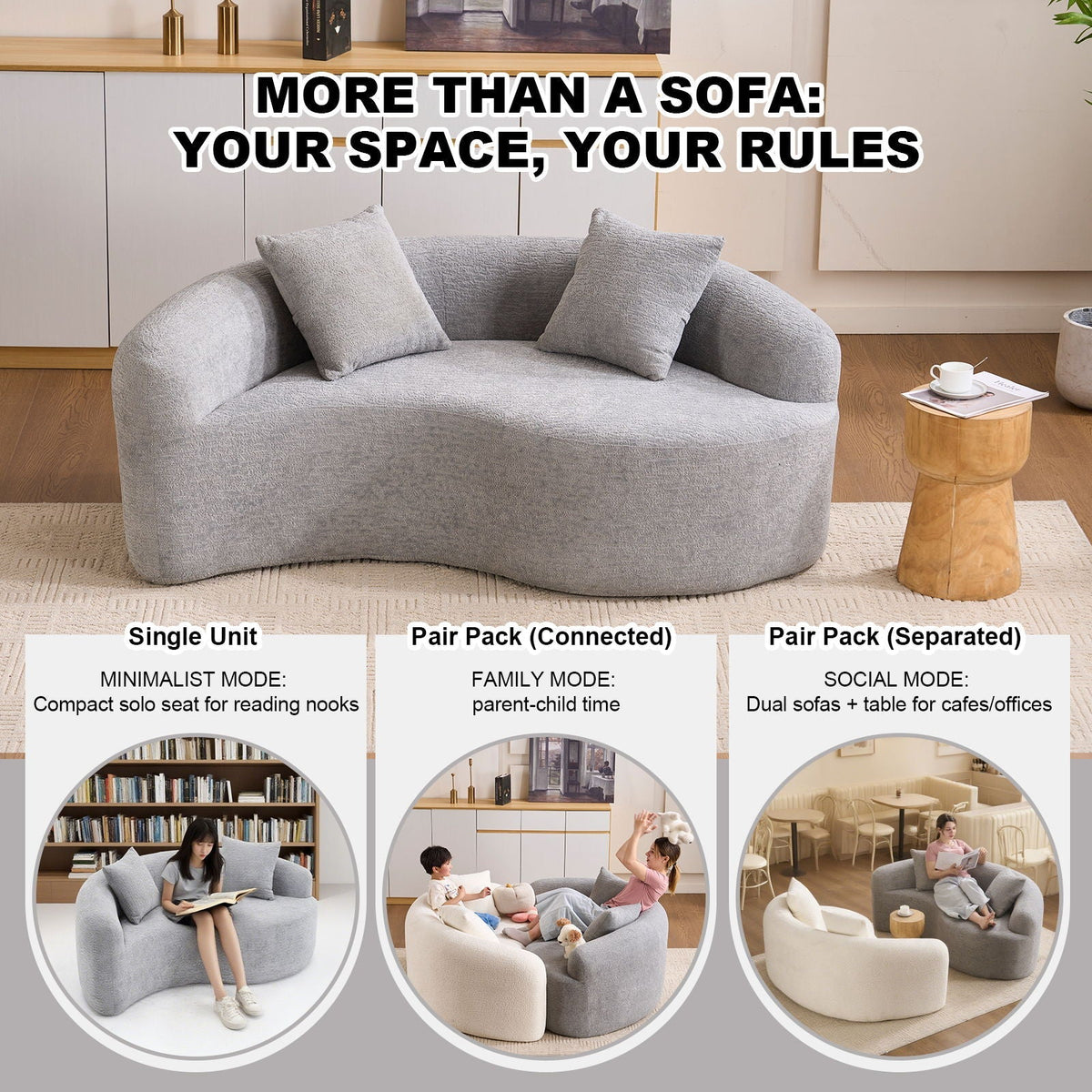 Tai Chi - Curved Dual Depth Loveseat, photo 5 of 12