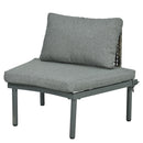 6 Piece Patio Set, Half Moon Outdoor Sectional Sofa With 2 High Low Coffee Tables, 4 Pillows & Cushions by HouseOfZazla