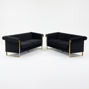 Black Velvet 2 Piece Sofa Set