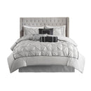 7 Piece Tufted Comforter Set Grey Queen