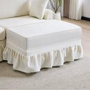 L-Shaped Sectional Sofa With Removable Ruffled Skirt, Flared Arms, Ottoman - White by HouseOfZazla