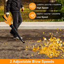 Cordless Leaf Blower Handheld Electric Battery Powered Air BlowerÊMax 124MPH 300CFM with 2 Adjustable Speeds 2Pcs 18V 2000mA Battery and Charger for Y