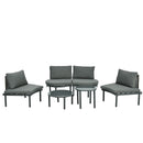 6 Piece Patio Set, Half Moon Outdoor Sectional Sofa With 2 High Low Coffee Tables, 4 Pillows & Cushions by HouseOfZazla