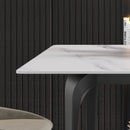 70.87" Modern Artificial Stone White Straight Edge Black Metal Leg Dining Table, Can Accommodate 6-8 People - White / Black by HouseOfZazla