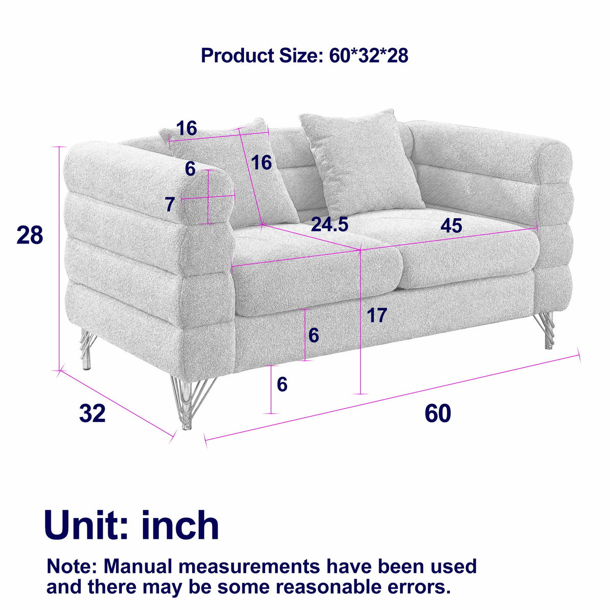 Oversized 2 Seater Sectional Sofa With Deep Seating And 2 Pillows, photo 4 of 23