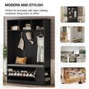 5-in-1 Entryway Bench with Coat Rack, Cushion and 3 Sturdy Hooks, 47.2" Wide Hall Tree with Shoe Storage Bench for Hallway, Entryway, Living Room