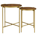 Genevieve - 2 Piece Round Nesting Table - Gold by HouseOfZazla