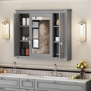 Wall Mounted Bathroom Cabinet With Mirror And 4 Shelves, Rectangular Design - Gray by HouseOfZazla