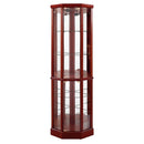 6 Shelf Lighted Corner Curio Cabinet with Adjustable Tempered Glass Shelves and Mirror Back, Cherry
