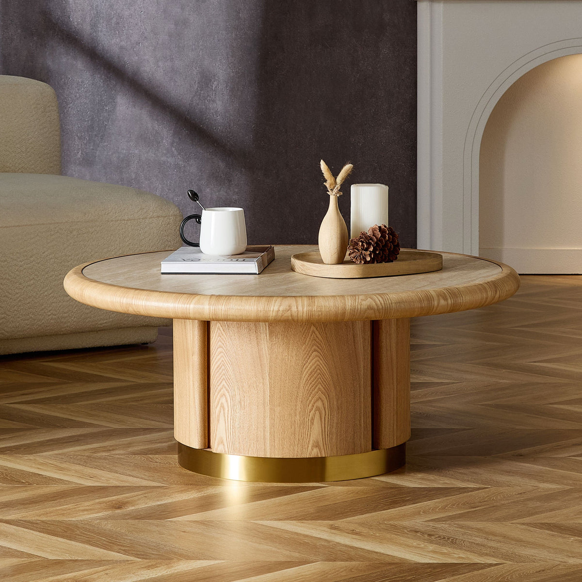 Round Coffee Table with Sturdy MDF Pedestal, photo 4 of 10