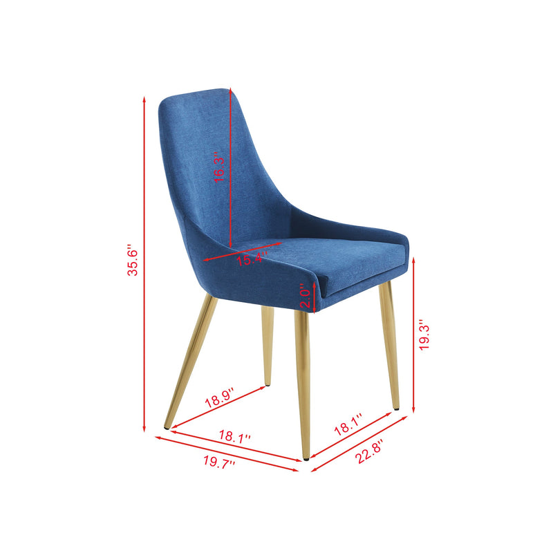 Fabric Dining Chairs Set of 2, Upholstered Armless Accent Chairs, Classical Appearance and Stainless Steel