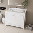 43" Bathroom Vanity With Artificial Marble Carrara Top Set, Multi Functional Cabinet With Doors And Drawer - White by Unique Piece Furniture