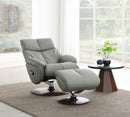Kandoro Top Grain Leather Accent Chair With Swivel & Ottoman - Gray by HouseOfZazla