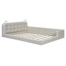 Queen Size Upholstered Platform Bed With 2 Reading Lights - White by HouseOfZazla