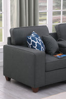 Hannah - Sectional Sofa With Ottoman - Dark Gray by HouseOfZazla