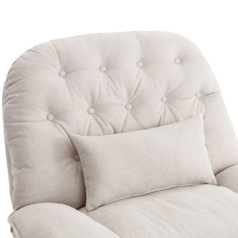 270 Degree Swivel Power Recliner with Voice Control, Bluetooth Music Player,USB Ports, Atmosphere Lamp, Hidden Arm Storage and Mobile Phone Holder for Living Room, Bedroom, Apartment, Beige