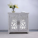 Elegant Sideboard With 2 Acrylic Mirrored Doors, Adjustable Shelf Storage by HouseOfZazla