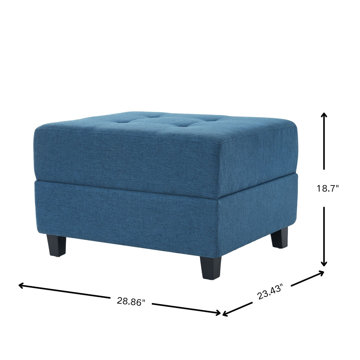 Navy Tufted Ottoman, photo 3 of 10