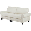 75.6" Pets friendly Leather Rolled Arm Upholstered Loveseat 2-seater Couch with Removable Back Cushion, Modern Couches for Small Spaces Living Room, Bedroom, Apartment, Beige White