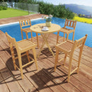 30 Inch Teak Wood Bar Chair with Footrest and Backrest for Deck Poolside Garden by DirectDeals
