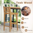 30 Inch Teak Wood Bar Chair with Footrest and Backrest for Deck Poolside Garden by DirectDeals