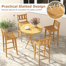 30 Inch Teak Wood Bar Chair with Footrest and Backrest for Deck Poolside Garden by DirectDeals