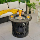Alora 30K BTU Premium Outdoor Patio Gas Fire Pit Table With Fire Glass And Cover, 32" (SAK17432)