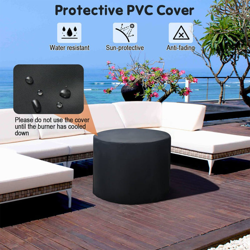 30K BTU Premium Outdoor Patio Gas Fire Pit Table With Fire Glass And Cover, 32" (SAK17432)