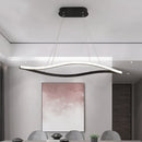 GobekUsa 31.5"/39" Simple LED Island Lamp with Black Leaf Frame - Ceiling Hang Fixture in Warm/White Light