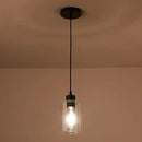 Modern Black Farmhouse Clear Glass Cylinder Pendant Light Fixture,Mini Pendant Lighting for Kitchen Island Decor - 4.75 Inch Shade, 2-58 Inch Cord (Black 3 Pack) by CozyNest Decor