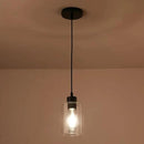 Modern Black Farmhouse Clear Glass Cylinder Pendant Light Fixture,Island Lights for Kitchen,Mini Pendant Lighting for Kitchen Island Decor - 4.75 Inch Shade 58 Inch Cord (Black 2 Pack) by CozyNest Decor