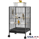 GobekUsa 31" Wheeled Open Top Bird Cage for Parrots