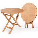 31.5 Inch Folding Patio Indonesia Teak Wood Round Coffee Table