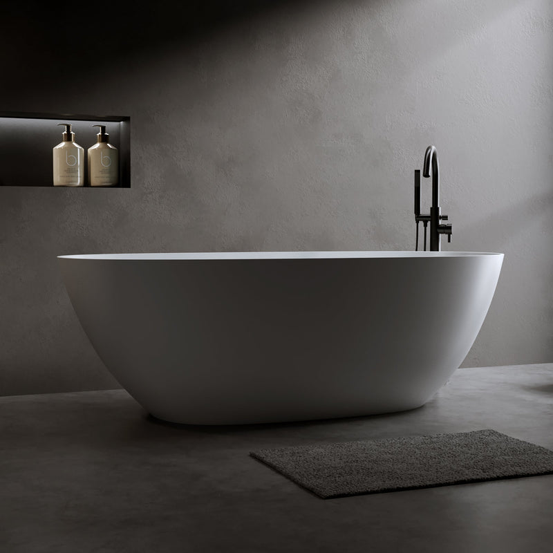 69" Freestanding Bathtub Resin Stone Soaking Tub, photo 4 of 10