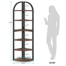 Tall 6 Tier Corner Shelf, Freestanding Bookshelf For Living Room - Rustic Brown by HouseOfZazla