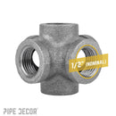 1/2 in. Black 6-Way Fitting by PIPE DECOR