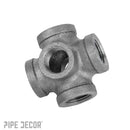 1/2 in. Black 6-Way Fitting by PIPE DECOR