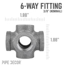 3/8 in. Black 6-Way Fitting