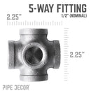 1/2 in. Black 5-Way Fitting by PIPE DECOR