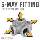 1/2 in. Black 5-Way Fitting by PIPE DECOR