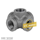1/2 in. Black 5-Way Fitting by PIPE DECOR