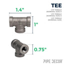1/8 in. Black Tee by PIPE DECOR