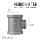 1 1/2 in. x 1 1/2 in. x 3/4 in. Black Reducing Tee by PIPE DECOR