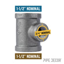 1 1/2 in. x 1 1/2 in. x 3/4 in. Black Reducing Tee by PIPE DECOR