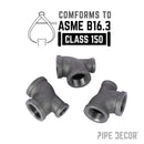 1 in. x 1/2 in. x 1 in. Black Reducing Tee by PIPE DECOR